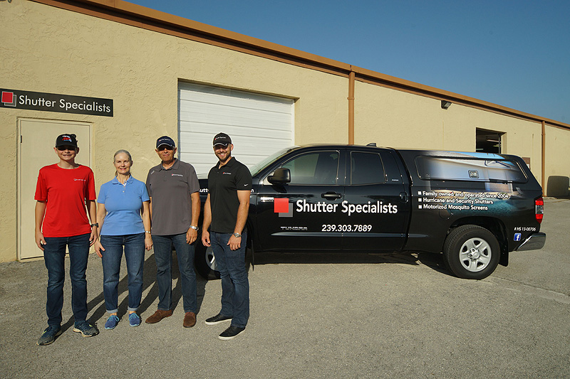 Dependable Shutter Specialists family team – Frank, Ben, Josh, Tabea, Jessica – in Cape Coral
